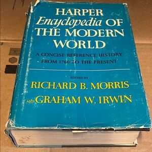 Harper Encyclopedia of the Modern World - Teal Blue Cover with Yellow Text